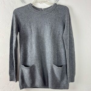 Willi Smith Sweater‎ Pullover Knit Top Crew Neck Ribbed Heather Grey Dark Marled